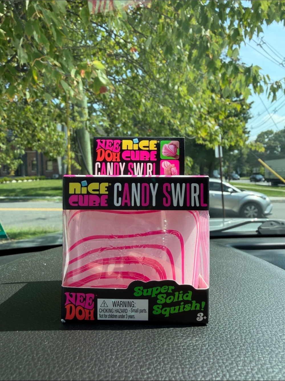 NeeDoh Nice Cube Candy Swirl Pink Super Solid Squish